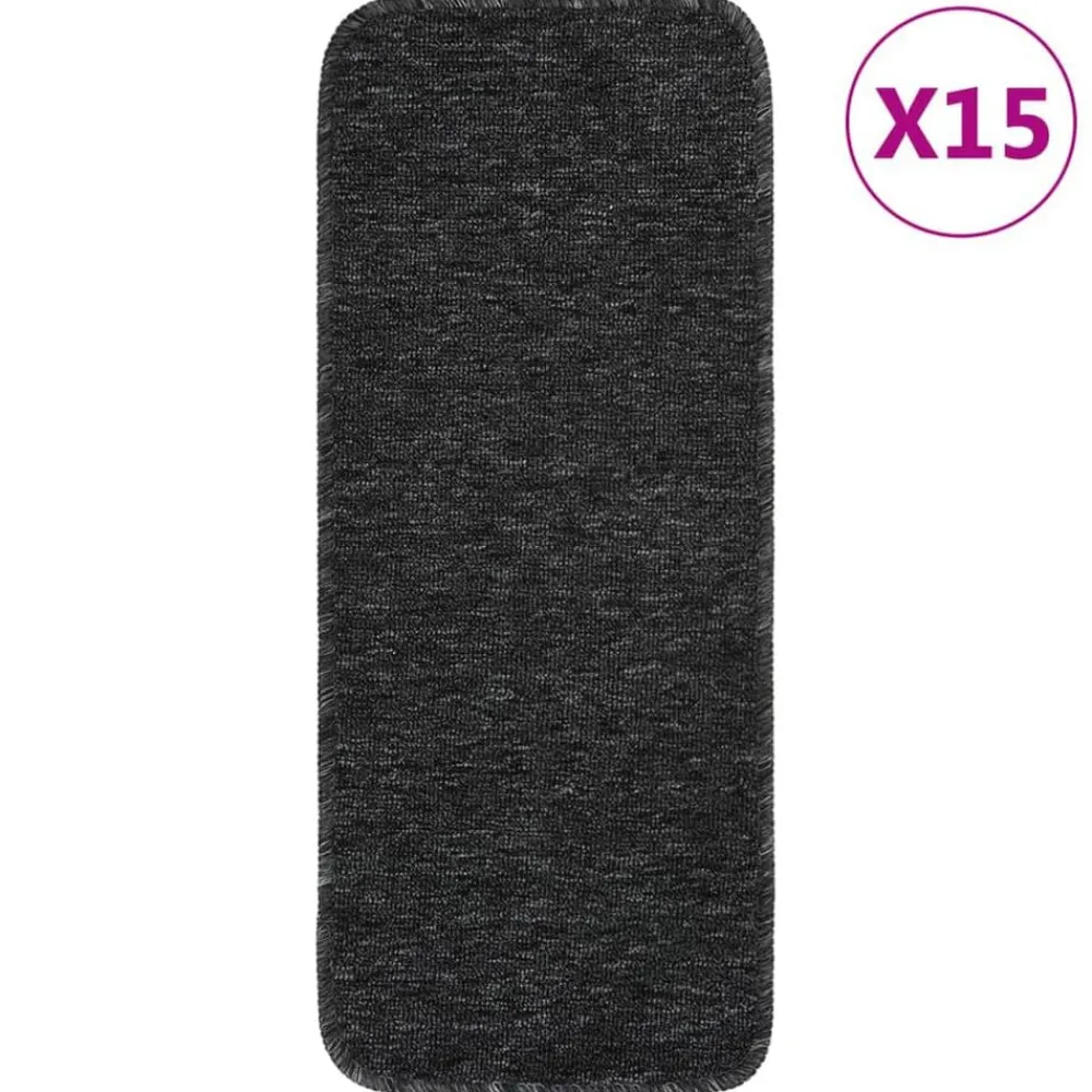 vidaXL Alfombrillas escalera 15 uds rectangular 60x25 cm Antracita