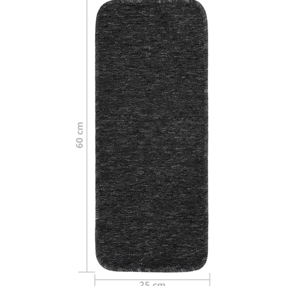 vidaXL Alfombrillas escalera 15 uds rectangular 60x25 cm Antracita