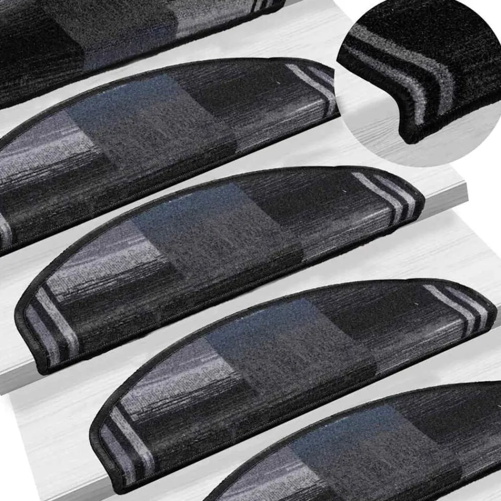 vidaXL Productos Del Hogar-Alfombrillas escalera autoadhesivas 5uds 65x21x4cm