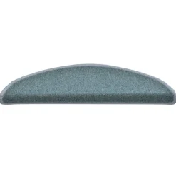 vidaXL Alfombrillas para escaleras 15 unidades 56x17x3 cm Semicircular Azul mar Clearance