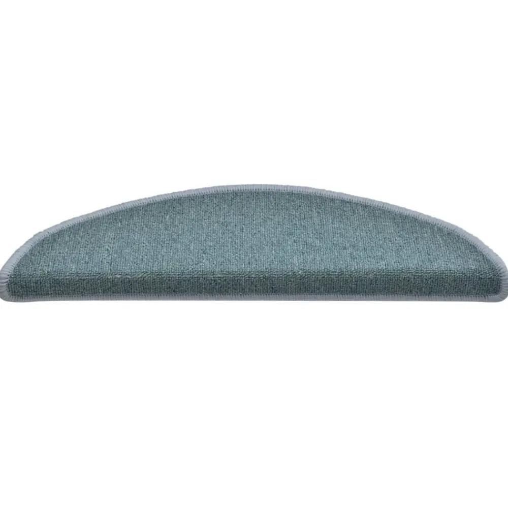 vidaXL Alfombrillas para escaleras 15 unidades 56x17x3 cm Semicircular Azul mar Clearance
