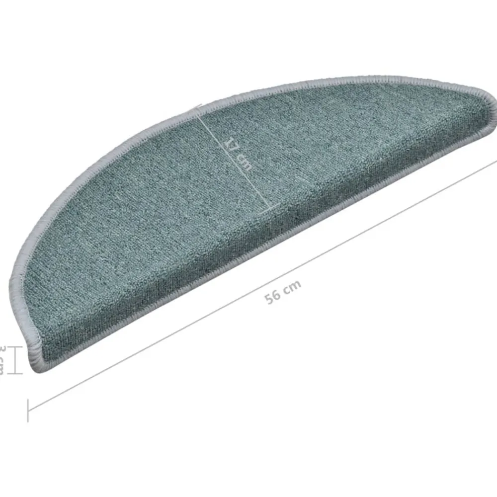 vidaXL Alfombrillas para escaleras 15 unidades 56x17x3 cm Semicircular Azul mar Clearance