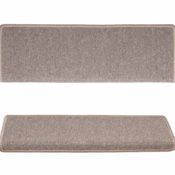 vidaXL Productos Del Hogar-Alfombrillas para escaleras 15 unidades 65x21x4 cm Marrón claro Borde rectangular