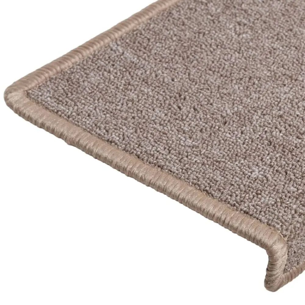 vidaXL Productos Del Hogar-Alfombrillas para escaleras 15 unidades 65x21x4 cm Marrón claro Borde rectangular