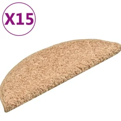 vidaXL Alfombrillas para escaleras doradas, 15 unidades, 56 x 17 x 3 cm, semicirculares Dorado New