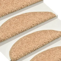 vidaXL Alfombrillas para escaleras doradas, 15 unidades, 56 x 17 x 3 cm, semicirculares Dorado New