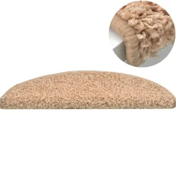 vidaXL Alfombrillas para escaleras doradas, 15 unidades, 56 x 17 x 3 cm, semicirculares Dorado New