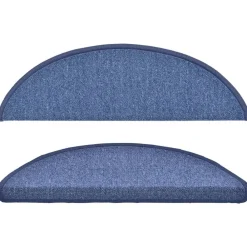 vidaXL Alfombrillas para escaleras 15 unidades 56x17x3 cm Semicircular Azul Clearance