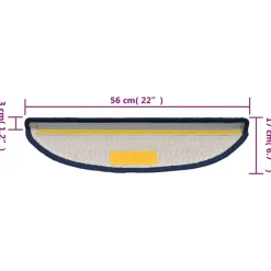 vidaXL Alfombrillas para escaleras 15 unidades 56x17x3 cm Semicircular Azul Clearance