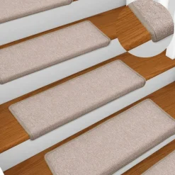 vidaXL Productos Del Hogar-Alfombrillas para escaleras 15 unidades 65x21x4 cm Gris topo Borde rectangular