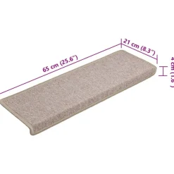 vidaXL Productos Del Hogar-Alfombrillas para escaleras 15 unidades 65x21x4 cm Gris topo Borde rectangular