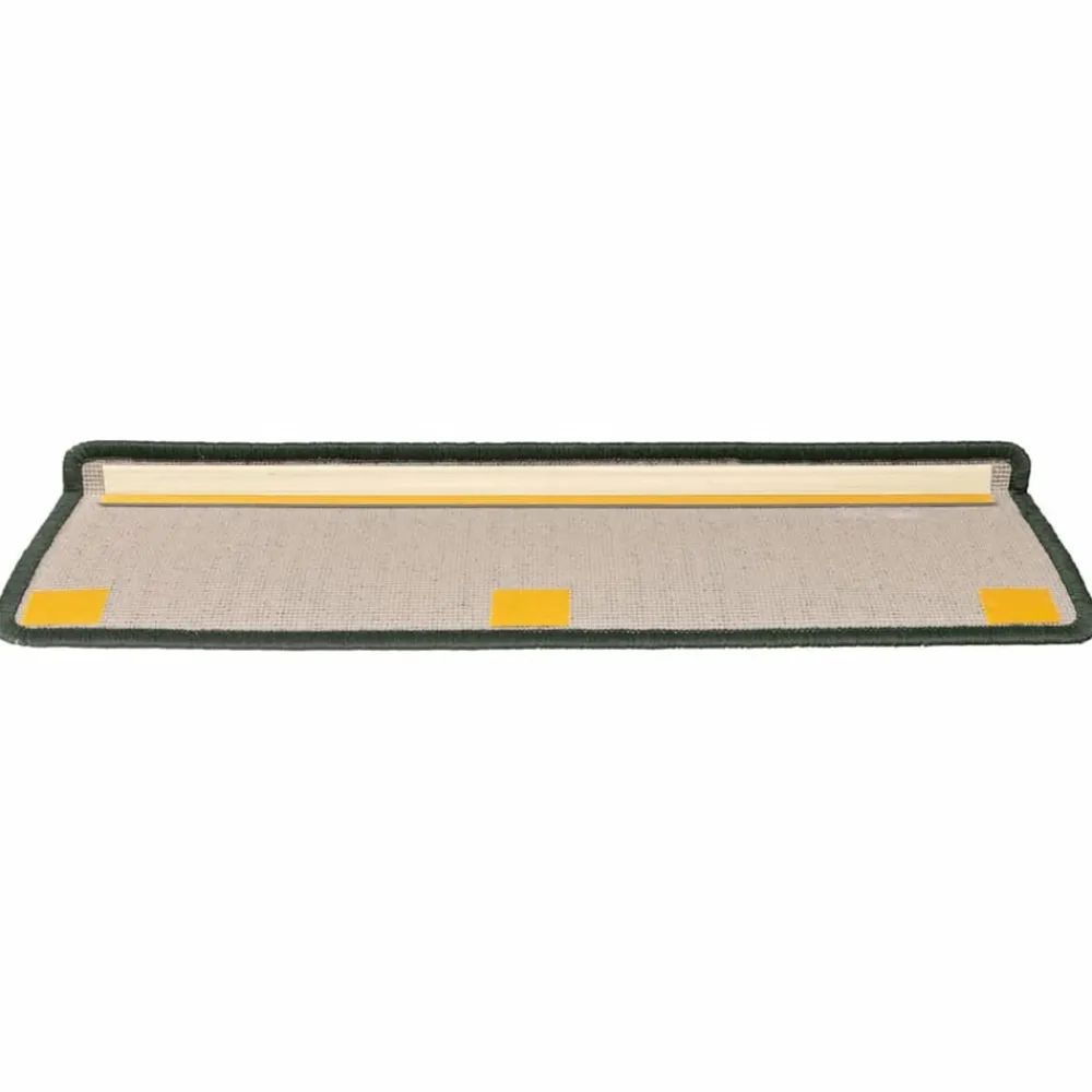 vidaXL Alfombrillas para escaleras 15 unidades 65x21x4 cm Borde rectangular Verde oscuro Sale
