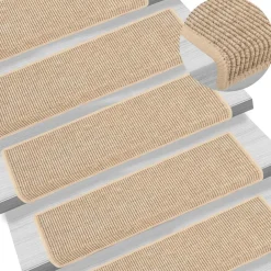 vidaXL Productos Del Hogar-Alfombrillas para escaleras 15 unidades 65x21x4 cm Borde rectangular