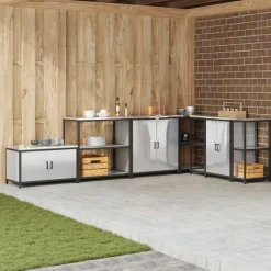 vidaXL Armarios Y Almacenamiento-Almacenamiento de cocina Plateado 90 x 50 x 92 cm Acero