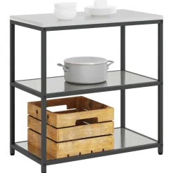 vidaXL Armarios Y Almacenamiento-Almacenamiento de cocina Plateado 90 x 50 x 92 cm Acero