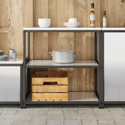 vidaXL Armarios Y Almacenamiento-Almacenamiento de cocina Plateado 90 x 50 x 92 cm Acero