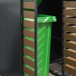 vidaXL Productos Del Hogar-Almacenamiento de cubos Wheelie para 3 cubos Antracita Acero
