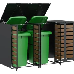 vidaXL Productos Del Hogar-Almacenamiento de cubos Wheelie para 3 cubos Antracita Acero