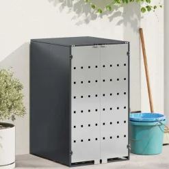 vidaXL Almacenamiento de Contenedor Rodante con Tapa Abatible a Gas para Contenedor de 240L