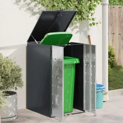 vidaXL Almacenamiento de Contenedor Rodante con Tapa Abatible a Gas para Contenedor de 240L