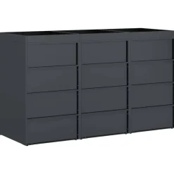 vidaXL Almacenamiento de cubos Wheelie para 3 cubos Antracita Acero