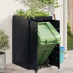 vidaXL Almacenamiento para Contenedor Rueda con Techo para Plantas para Contenedor de 240L Negro Clearance