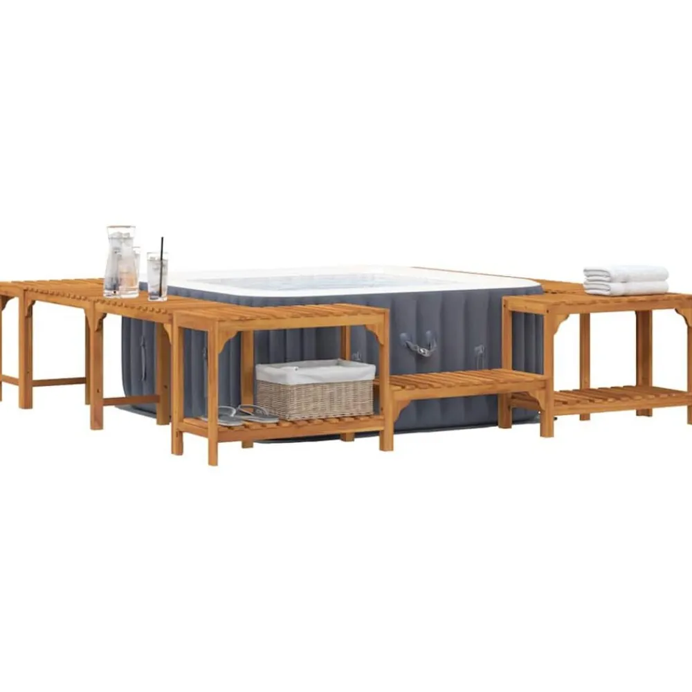vidaXL Piscina Y Spa-Alrededor de Spa Marrón 230 x 230 cm Madera de Acacia Sólida