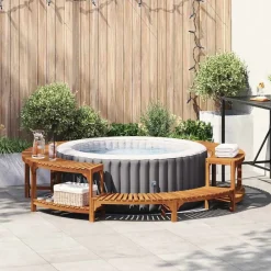 vidaXL Piscina Y Spa-Alrededor de Spa Marrón Ø255 x 55,5 cm Madera de Acacia Sólida