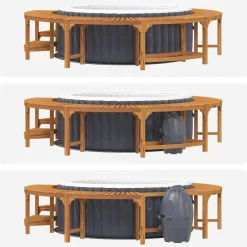 vidaXL Piscina Y Spa-Alrededor de Spa Marrón Ø255 x 55,5 cm Madera de Acacia Sólida