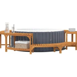 vidaXL Piscina Y Spa-Alrededor de Spa Marrón Ø255 x 55,5 cm Madera de Acacia Sólida