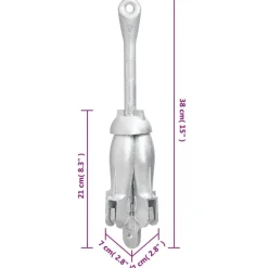 vidaXL Ancla plegable con cuerda hierro maleable plateado 2,5 kg Outlet