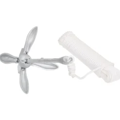 vidaXL Ancla plegable con cuerda hierro maleable plateado 2,5 kg Outlet