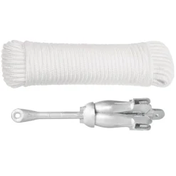vidaXL Piezas Y Accesorios Para Vehículos-Ancla plegable con cuerda hierro maleable plateado 3,2 kg