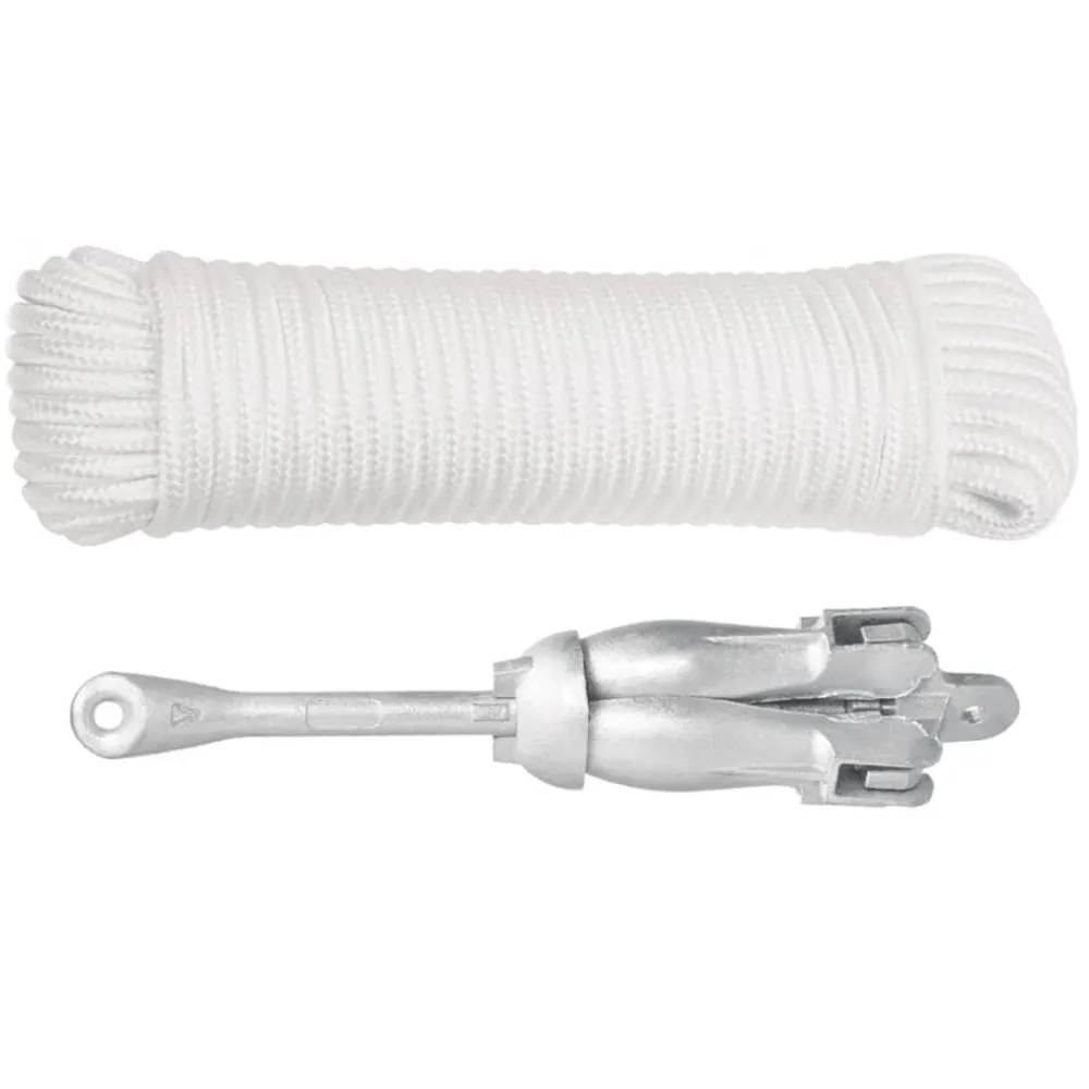 vidaXL Piezas Y Accesorios Para Vehículos-Ancla plegable con cuerda hierro maleable plateado 3,2 kg