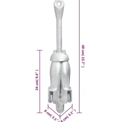 vidaXL Piezas Y Accesorios Para Vehículos-Ancla plegable con cuerda hierro maleable plateado 3,2 kg