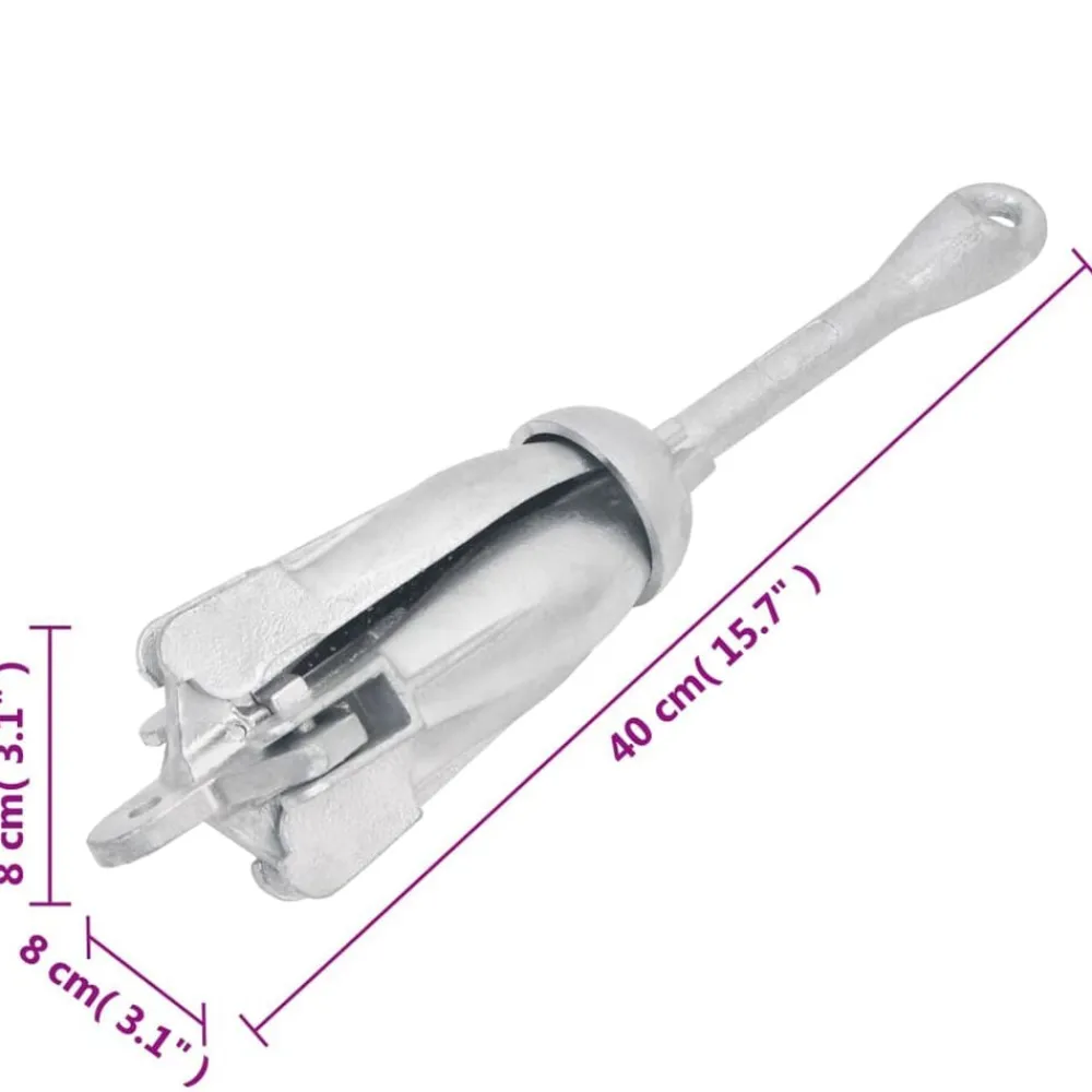 vidaXL Piezas Y Accesorios Para Vehículos-Ancla plegable con cuerda hierro maleable plateado 3,2 kg