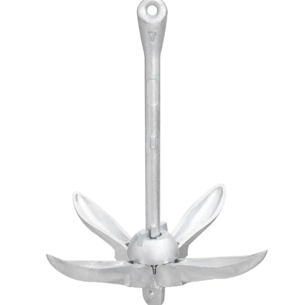 vidaXL Piezas Y Accesorios Para Vehículos-Ancla plegable con cuerda hierro maleable plateado 3,2 kg