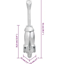 vidaXL Ancla plegable cuerda hierro fundido galvanizado plata 6 kg Sale