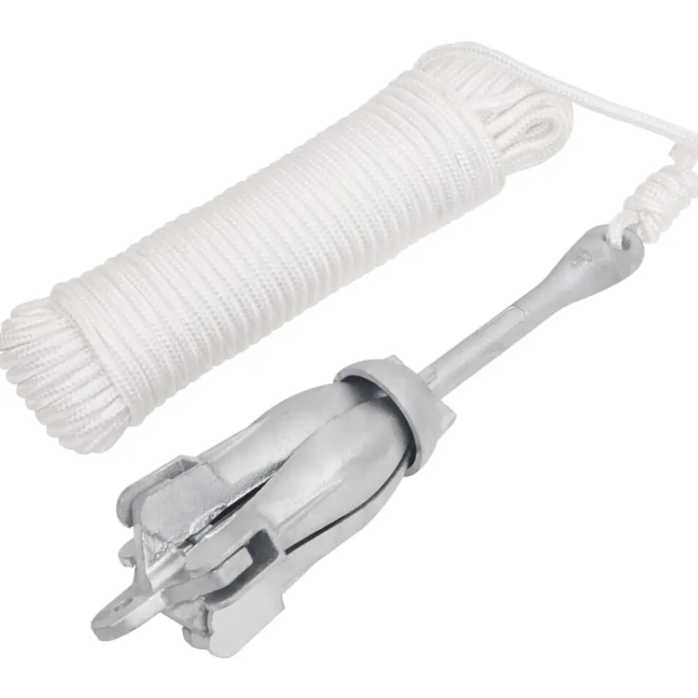 vidaXL Piezas Y Accesorios Para Vehículos-Ancla plegable cuerda hierro fundido galvanizado plata 8 kg