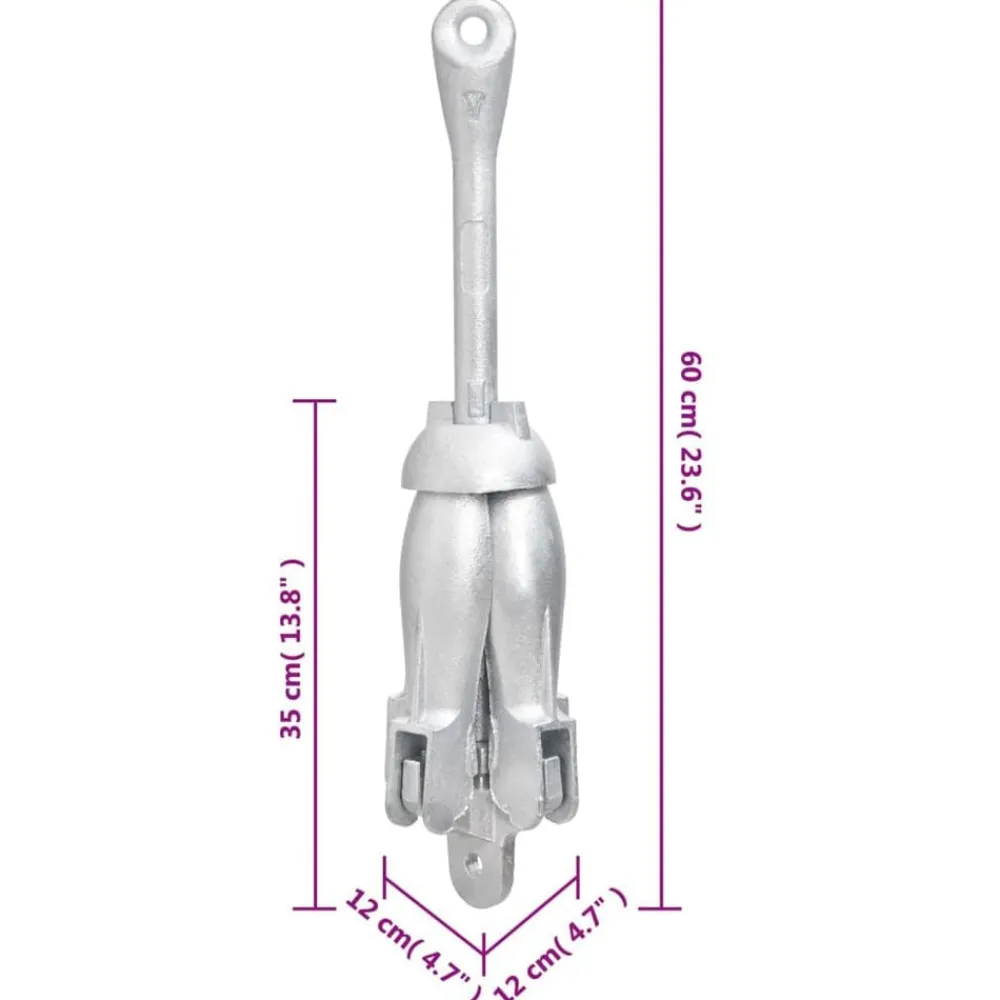 vidaXL Piezas Y Accesorios Para Vehículos-Ancla plegable cuerda hierro fundido galvanizado plata 8 kg
