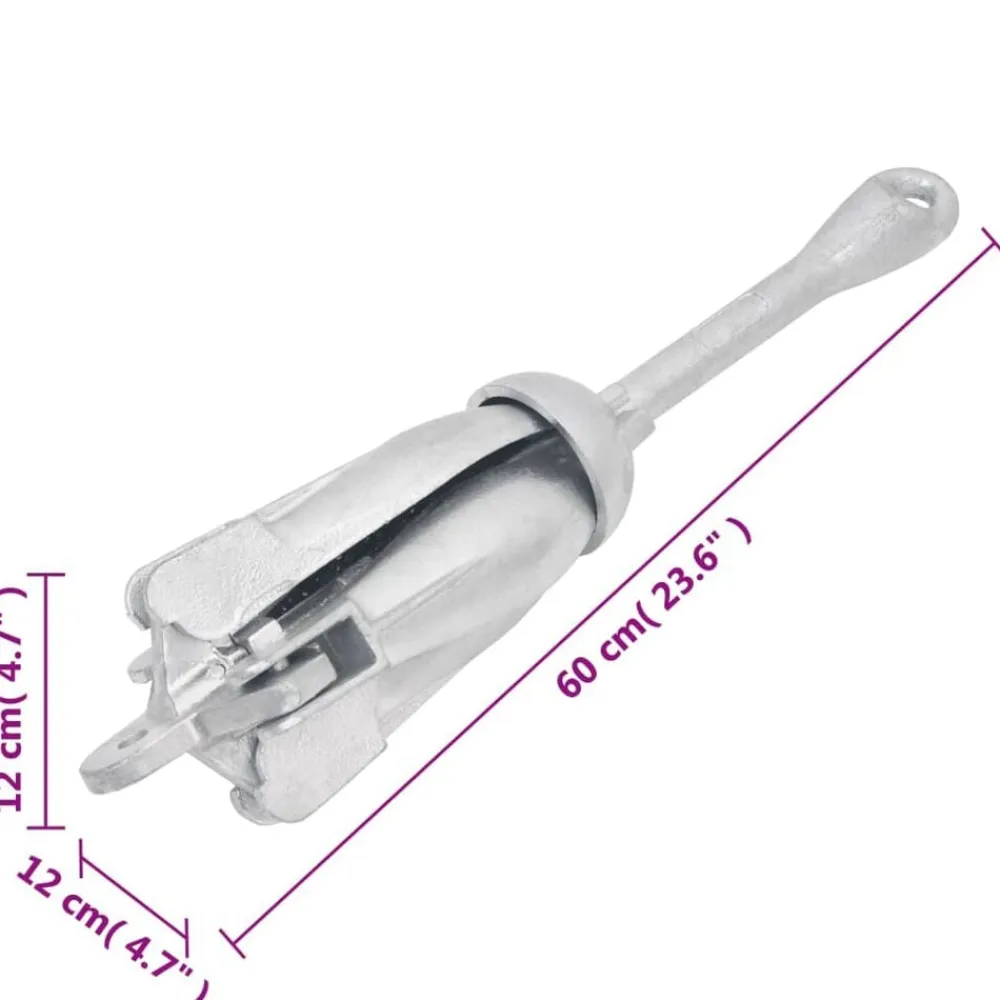 vidaXL Piezas Y Accesorios Para Vehículos-Ancla plegable cuerda hierro fundido galvanizado plata 8 kg