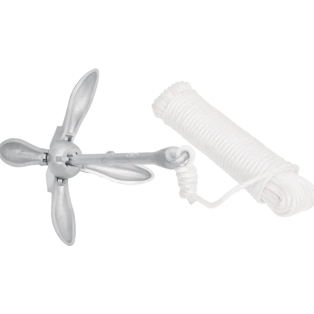 vidaXL Piezas Y Accesorios Para Vehículos-Ancla plegable cuerda hierro fundido galvanizado plata 8 kg