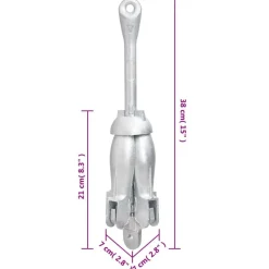 vidaXL Ancla plegable hierro maleable plateado 2,5 kg Hot