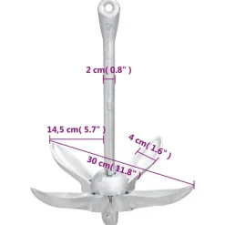 vidaXL Ancla plegable hierro maleable plateado 2,5 kg Hot