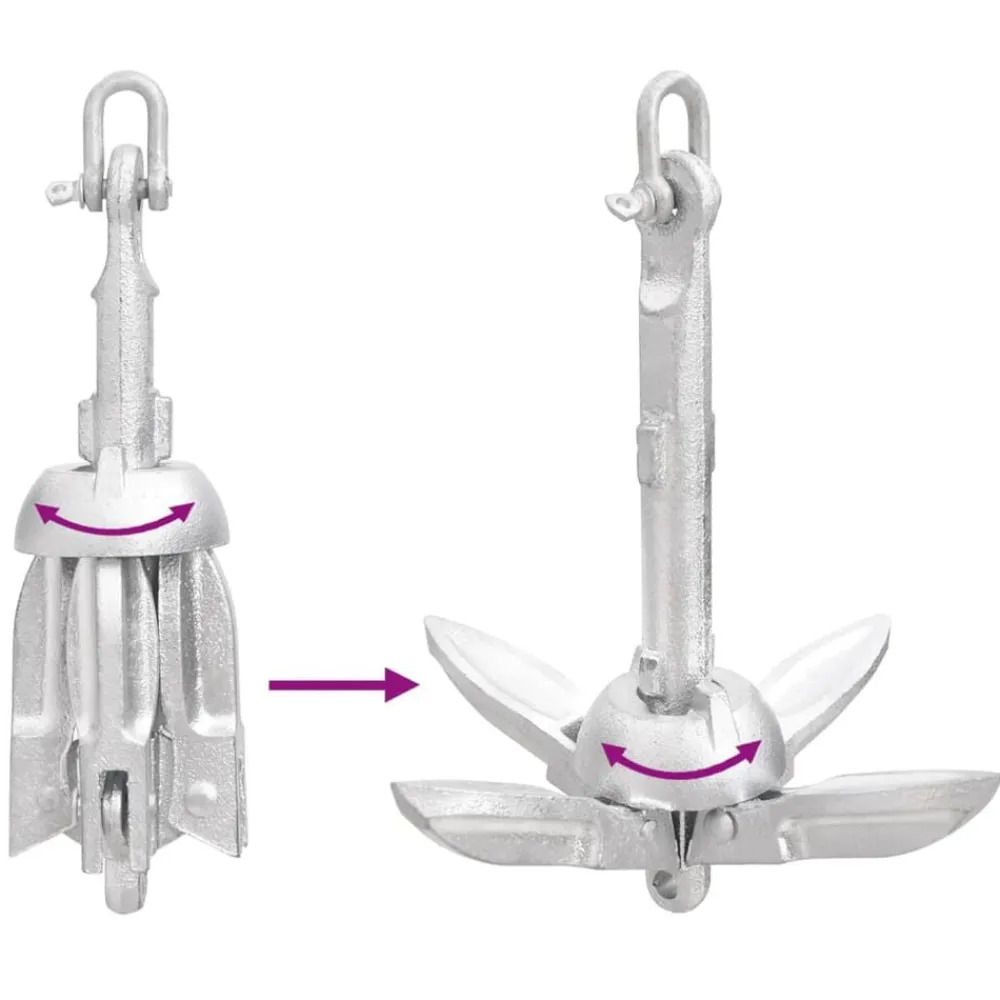 vidaXL Piezas Y Accesorios Para Vehículos-Ancla plegable hierro fundido galvanizado caliente plata 0,7 kg