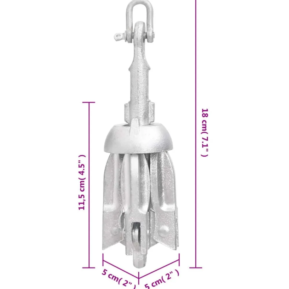 vidaXL Piezas Y Accesorios Para Vehículos-Ancla plegable hierro fundido galvanizado caliente plata 0,7 kg