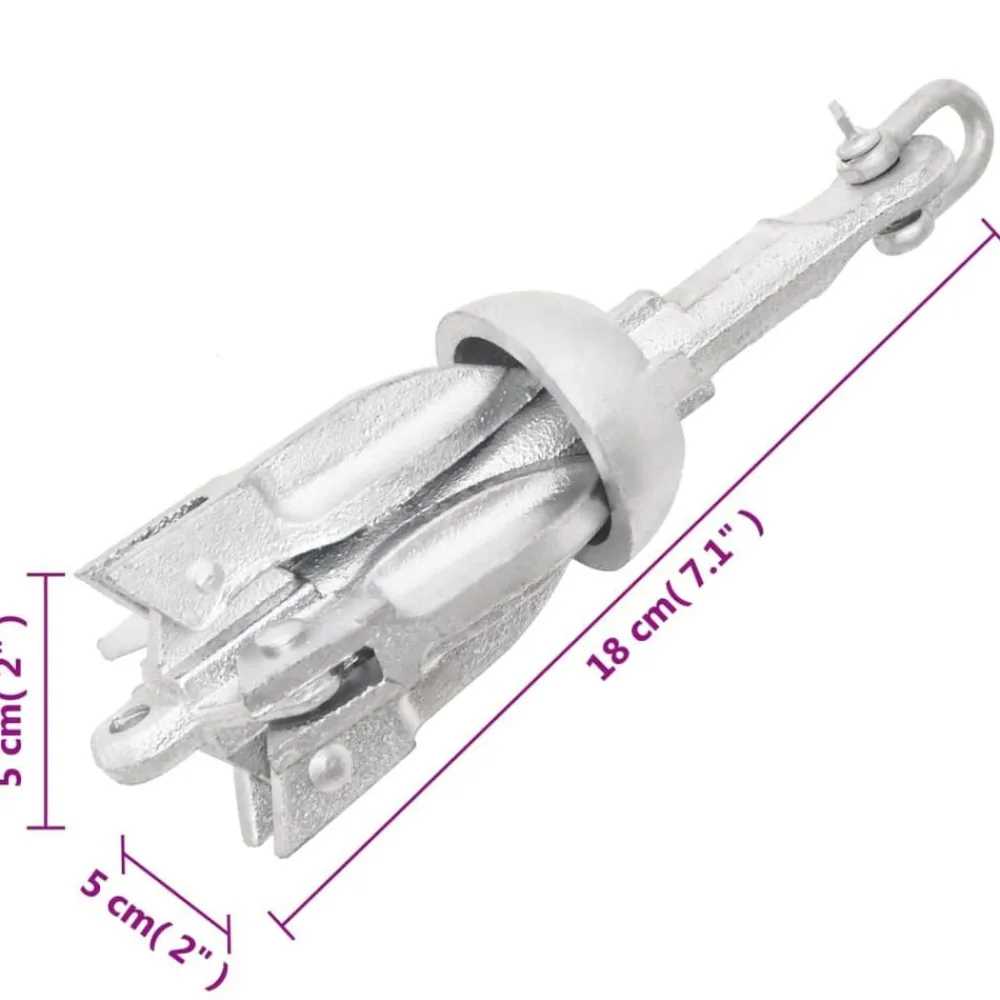 vidaXL Piezas Y Accesorios Para Vehículos-Ancla plegable hierro fundido galvanizado caliente plata 0,7 kg