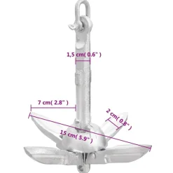 vidaXL Piezas Y Accesorios Para Vehículos-Ancla plegable hierro fundido galvanizado caliente plata 0,7 kg