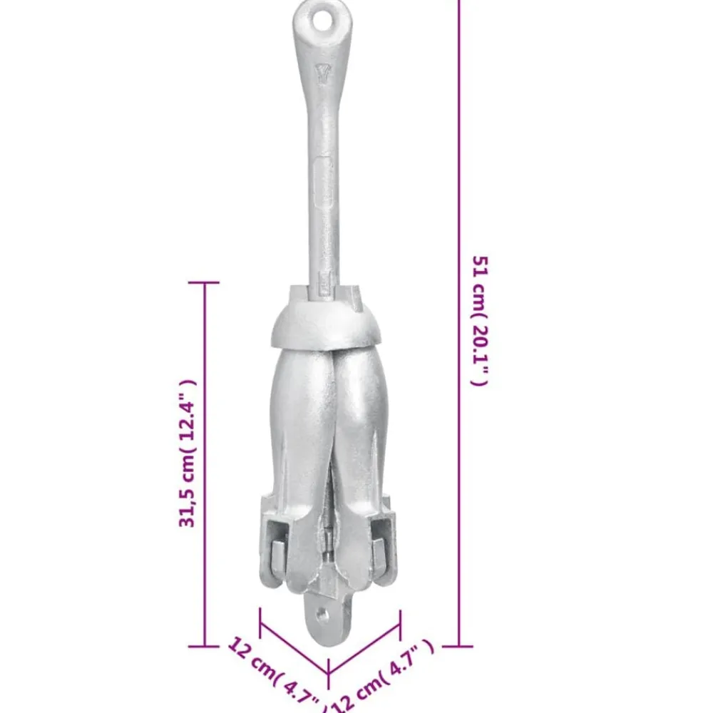 vidaXL Piezas Y Accesorios Para Vehículos-Ancla plegable hierro maleable plateado 6 kg