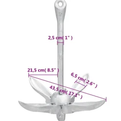vidaXL Piezas Y Accesorios Para Vehículos-Ancla plegable hierro maleable plateado 6 kg